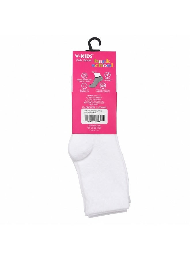 Girls Cotton School Uniform Socks, 5-Pair Pack, White - Image 3