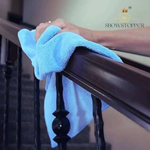 Showstopper Microfiber Cleaning Cloth,12 Pack Cleaning Rag,Cleaning Towels (Blue,30cmX30cm) - Image 4