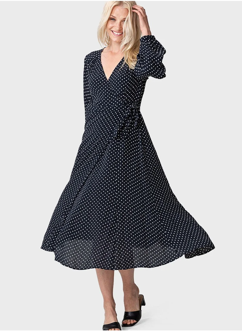 INDISKA Balloon Sleeve V-Neck Dress