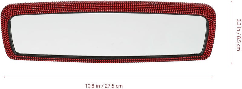 Rhinestone Bling Car Rearview Mirror with Red Gem Detail, Interior Auto Rear View Mirror for Enhanced Visibility and Stylish Car Decor - Image 2