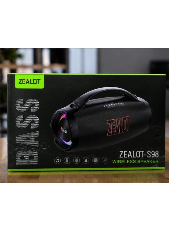 زيلوت سماعة بلوتوث ZEALOT S98 بقدرة 350 واط مع صوت باس قوي وبطارية 36000mAh وإضاءة RGB ووظيفة بنك الطاقة لون أسود - Image 2