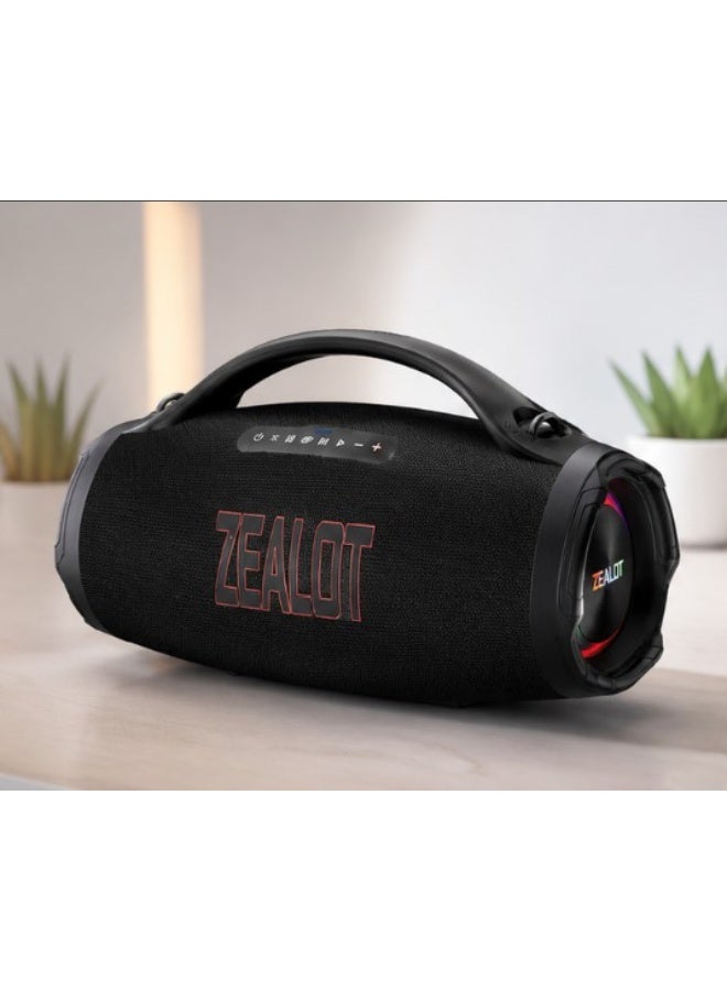 زيلوت سماعة بلوتوث ZEALOT S98 بقدرة 350 واط مع صوت باس قوي وبطارية 36000mAh وإضاءة RGB ووظيفة بنك الطاقة لون أسود - Image 1