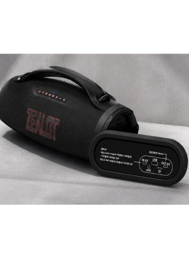 زيلوت سماعة بلوتوث ZEALOT S98 بقدرة 350 واط مع صوت باس قوي وبطارية 36000mAh وإضاءة RGB ووظيفة بنك الطاقة لون أسود - Image 4