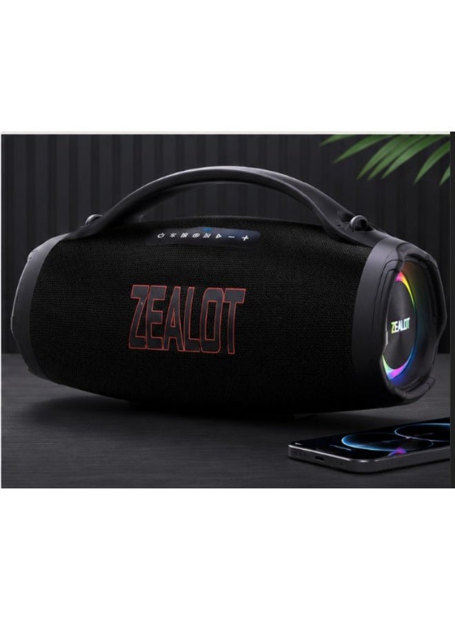 زيلوت سماعة بلوتوث ZEALOT S98 بقدرة 350 واط مع صوت باس قوي وبطارية 36000mAh وإضاءة RGB ووظيفة بنك الطاقة لون أسود - Image 3