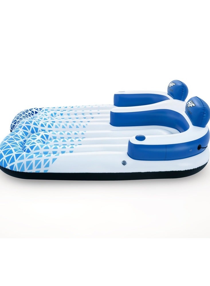 بست واي كرسي استراحة مزدوج ازرق قابل للنفخ مع مسند 196x193 سم - 43534 - Image 4