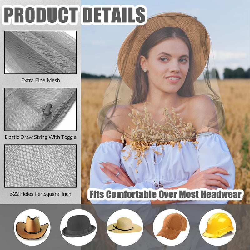 Hestya 6 Pack Mosquito Head Net Bug Head Net Insects Mesh Head Net for Outdoor Face Neck Head Protecting - Image 2