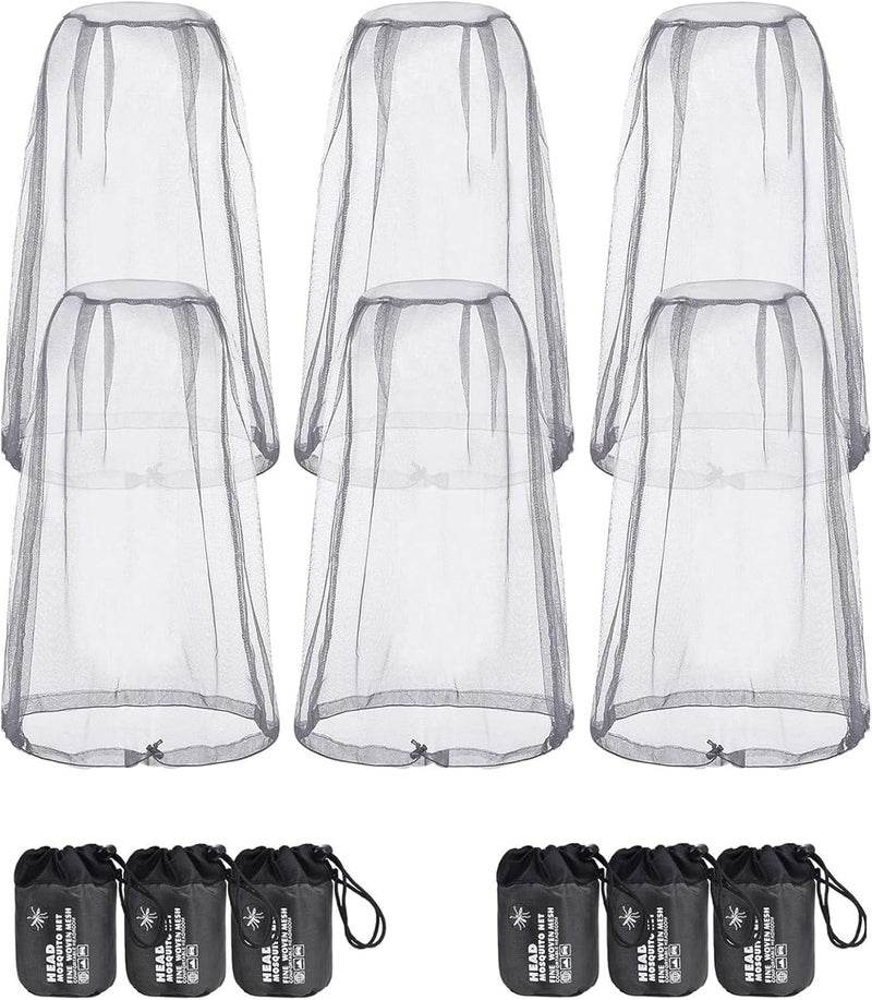 Hestya 6 Pack Mosquito Head Net Bug Head Net Insects Mesh Head Net for Outdoor Face Neck Head Protecting - Image 1