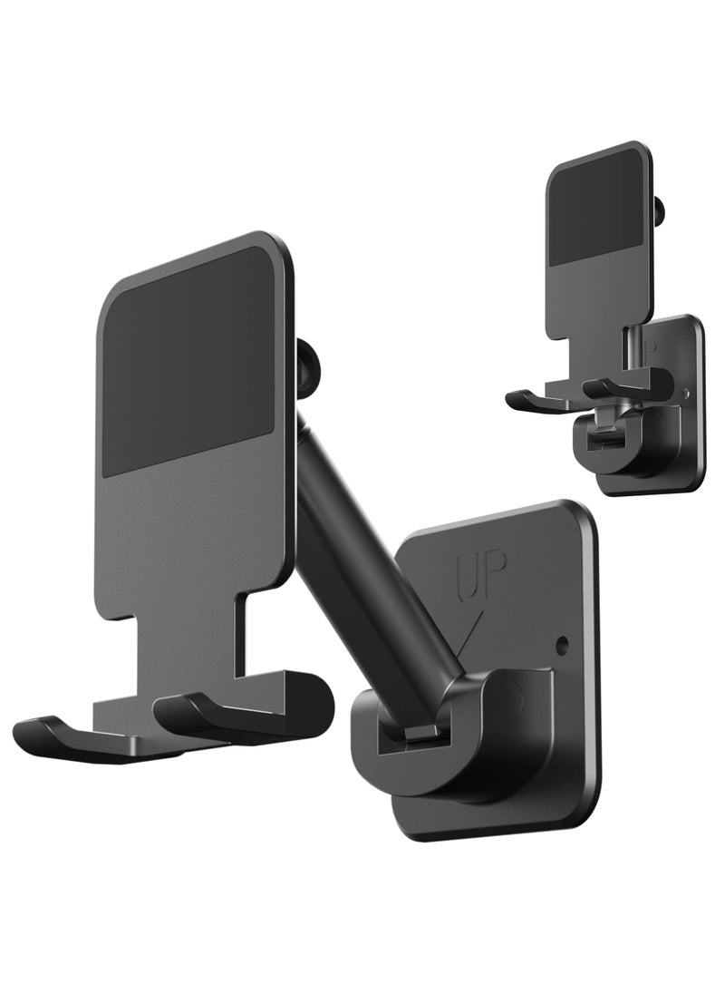 Excefore Wall Mount Cell Phone Tablet Holder, Extendable Adjustable Cellphone Stand for Mirror Bathroom Shower Bedroom Kitchen Treadmill, Compatible with iPhone iPad Series or Other Smartphones (Black)  - Image 1