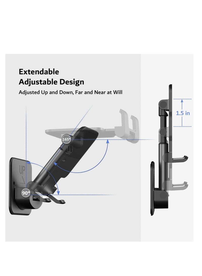Excefore Wall Mount Cell Phone Tablet Holder, Extendable Adjustable Cellphone Stand for Mirror Bathroom Shower Bedroom Kitchen Treadmill, Compatible with iPhone iPad Series or Other Smartphones (Black)  - Image 2