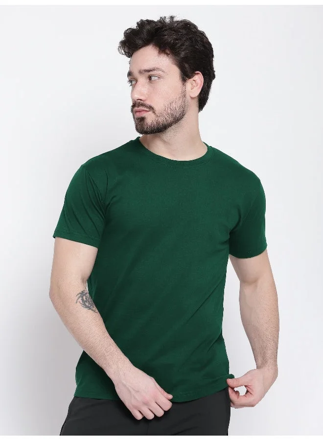 بيونغ تيشيرت سادة رجالي بلون أخضر زجاجي