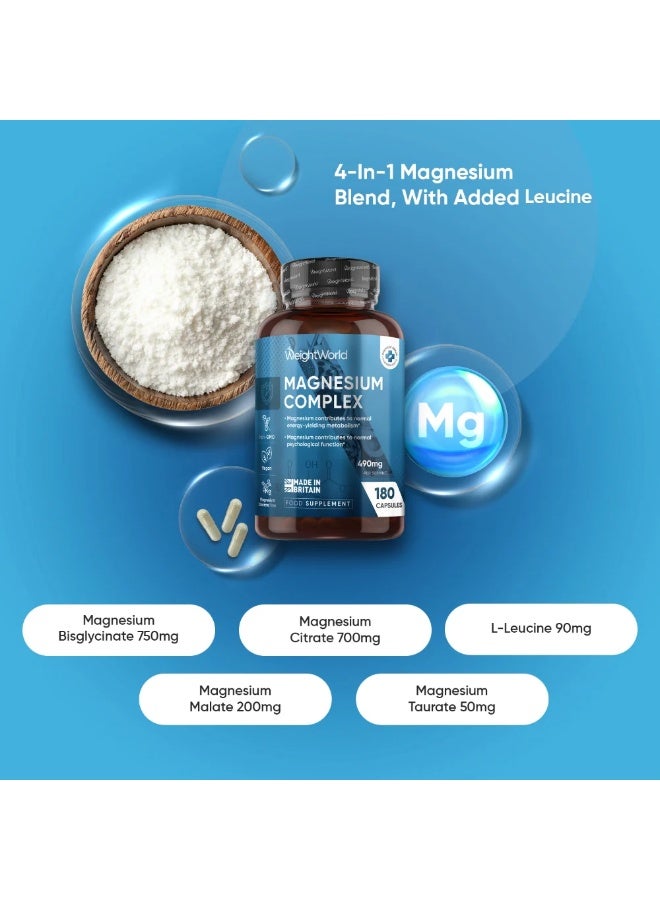ماغنيسيوم كومبلكس 490 ملجم – 180 كبسولة، تدعم الاسترخاء، صحة العضلات والطاقة - Image 2