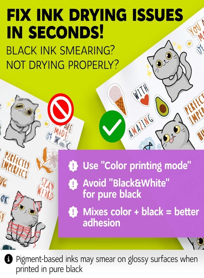SMALL SMILE Premium Printable Vinyl Sticker Paper for Inkjet Printer and Laser - 20 White Matte Sticker Paper Waterproof - Durability Adhesive Paper 8.5 x 11, Fast Dry, Holds Ink Well, Great for Cutting Machines - Image 3