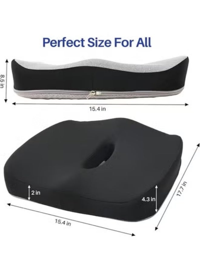 Large Memory Foam Seat Cushion for Office Chair – Sciatica & Tailbone Pain Relief Cushion with Non-Slip Base | Back Support Pad for Car, Truck & Wheelchair Comfort - Image 4