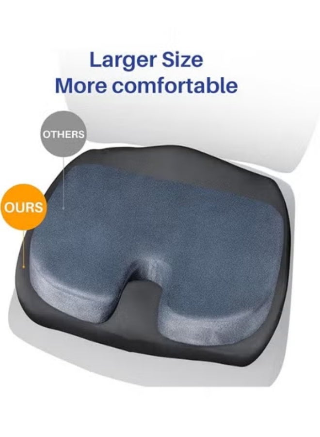 Large Memory Foam Seat Cushion for Office Chair – Sciatica & Tailbone Pain Relief Cushion with Non-Slip Base | Back Support Pad for Car, Truck & Wheelchair Comfort - Image 3