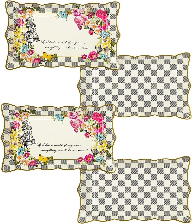 Talking Tables Alice In Wonderland Party Supplies | Paper Serving Platter | Great For Mad Hatter Tea Party, Birthday Party And Baby Shower | 4 Count - Image 1