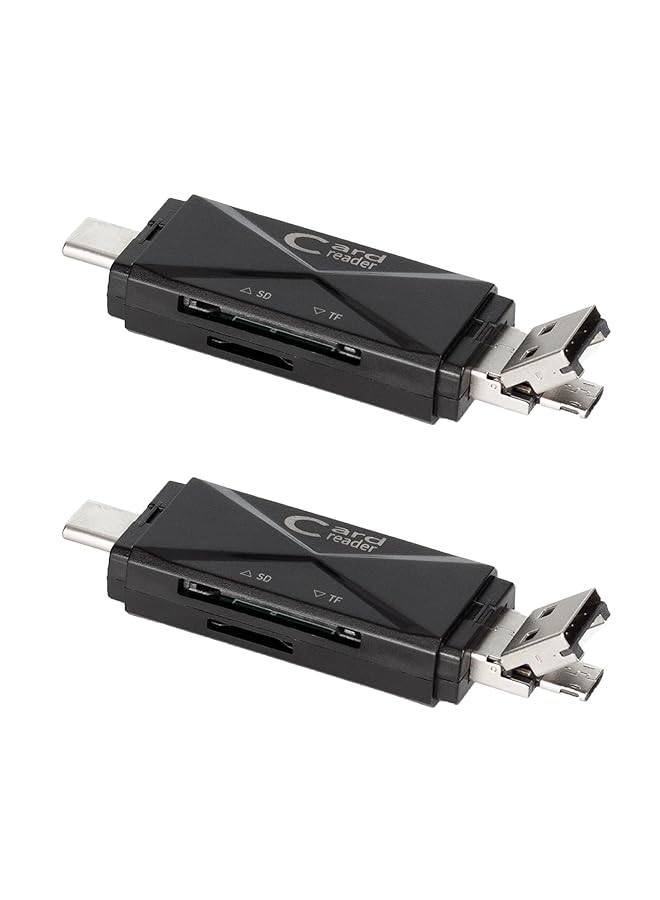 KASTWAVE 5 In 1 Sd Card Reader For Android Usb C And Usb 2.0 Micro Sd Card To Usb Adapter Portable Memory Card Reader For Pc Phone Pads Black 2 Pack - Image 1