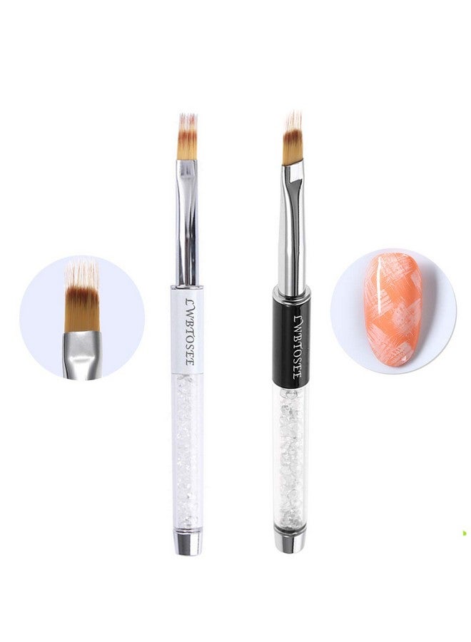LWBTOSEE Nail Ombre Brush Nail Art Painting Pen Brush UV Gel Polish Gradient Color Rhinestone Crystal Pen UV Gel Brushes Painting Tools (Silver) - Image 4