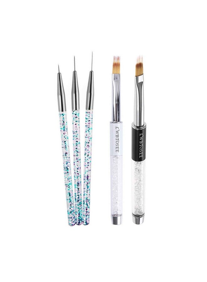 LWBTOSEE Nail Ombre Brush Nail Art Painting Pen Brush UV Gel Polish Gradient Color Rhinestone Crystal Pen UV Gel Brushes Painting Tools (Silver) - Image 1
