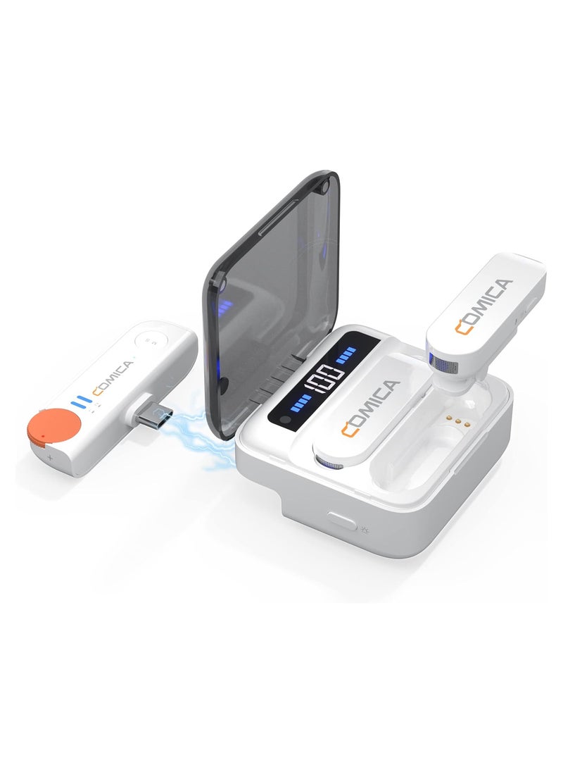 COMICA comica Vimo-S UC 2.4GHz Lavalier Wireless Microphone for USB-C Android Smartphone with Charging Box, 200 m Transmission, Lapel Microphone Plug & Play for Mobile Phone Interviews/YouTube/TikTok/Live  - Image 1