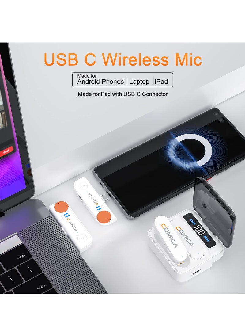 COMICA - comica Vimo-S UC 2.4GHz Lavalier Wireless Microphone for USB-C Android Smartphone with Charging Box, 200 m Transmission, Lapel Microphone Plug & Play for Mobile Phone Interviews/YouTube/TikTok/Live - Image 1