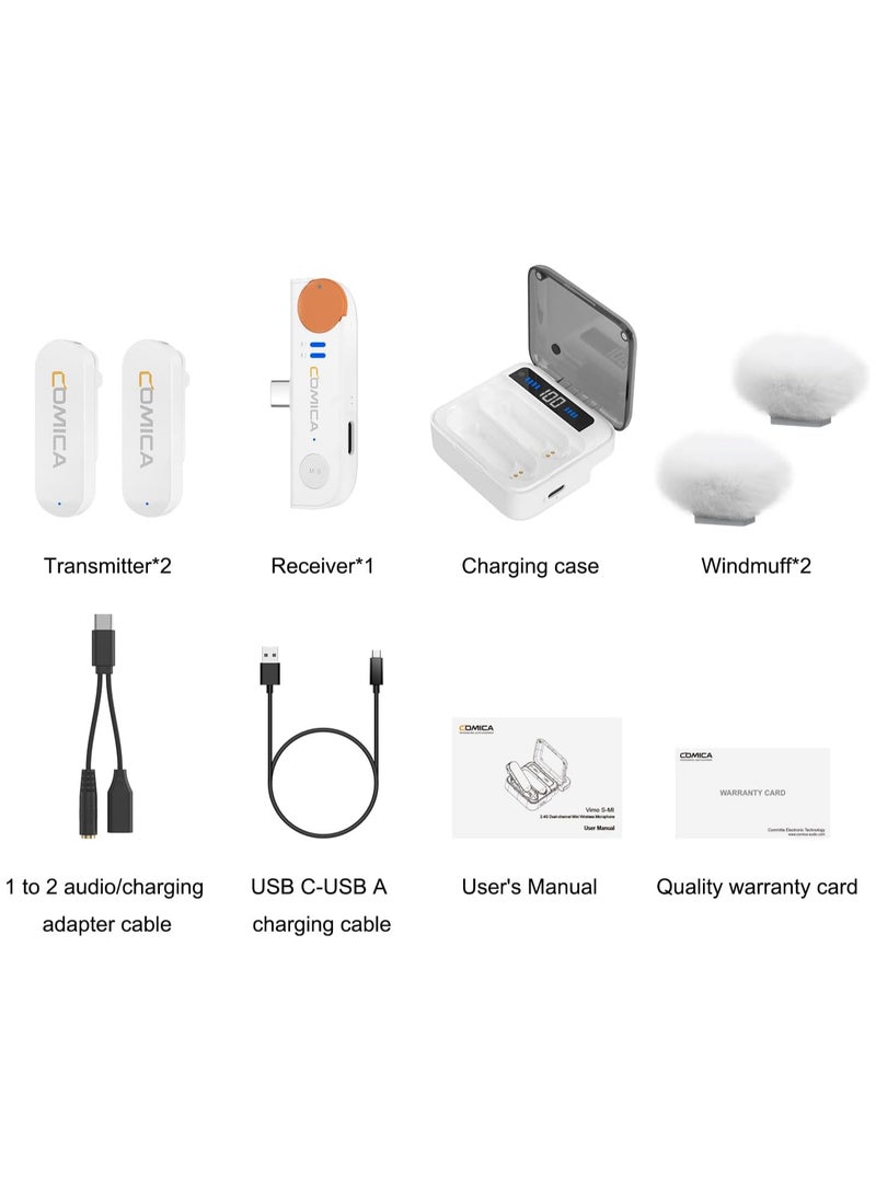 COMICA - comica Vimo-S UC 2.4GHz Lavalier Wireless Microphone for USB-C Android Smartphone with Charging Box, 200 m Transmission, Lapel Microphone Plug & Play for Mobile Phone Interviews/YouTube/TikTok/Live - Image 1