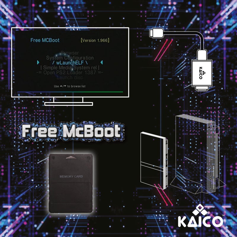 KAICO بطاقة ذاكرة PS2 بسعة 8MB من Kaico Free McBoot - FMCB 1.966 لجهاز PS2 - Free McBoot PS2 توصيل وتشغيل - حل Softmod لبطاقة ذاكرة PS2 - Image 4