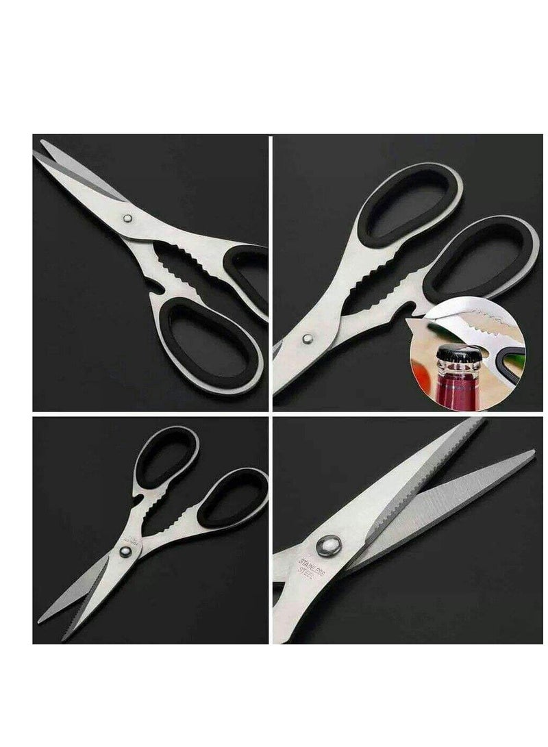 Durable Kitchen Scissors Multifunctional Stainless Steel Tool for Cutting Bones, Cracking Nuts, and Opening Bottles - Image 3