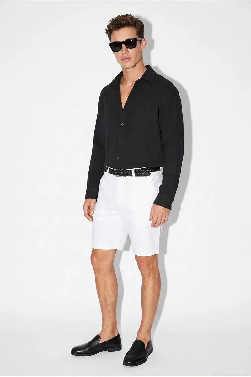 بيانكو لوتشي LUCCI Oversized Textured Button-Front Shirt