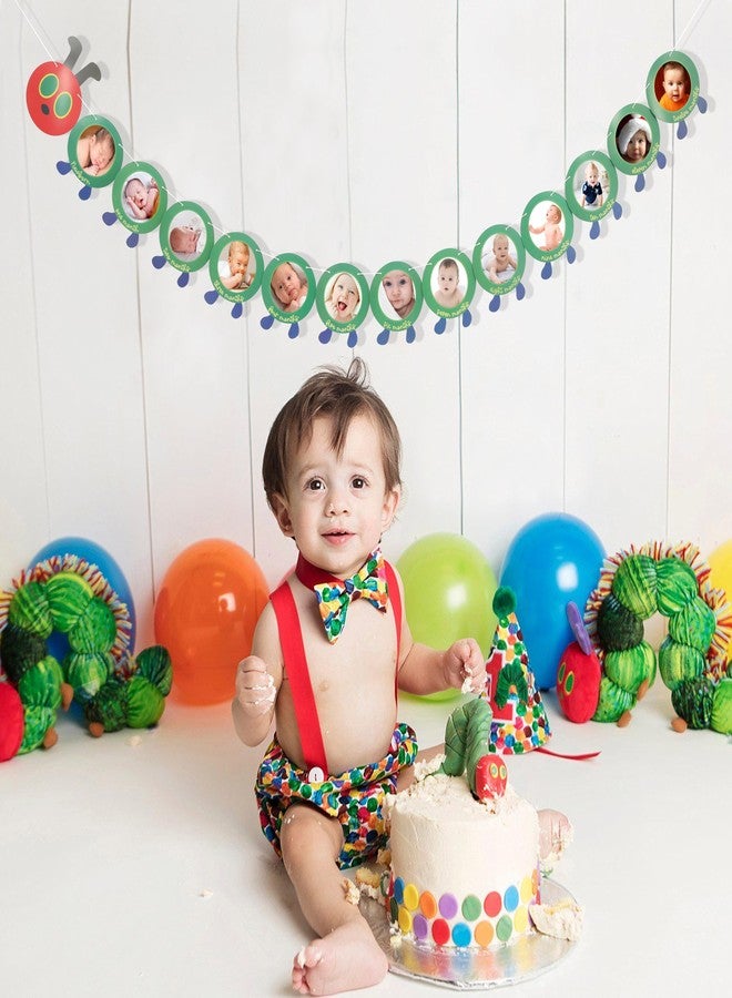 HIKLO Hungry Caterpillar Monthly Milestone Photo Banner - Newborn to 12 Months, Fruit Theme, 1st Birthday Decoration - Image 3