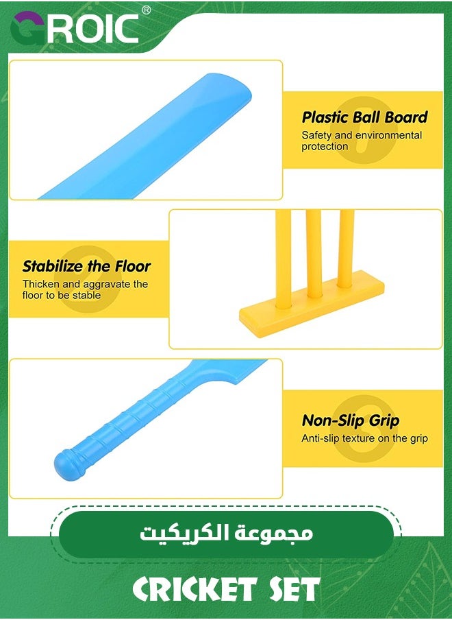 GROIC Kids Cricket Set ABS Plastic Cricket Bat Set Cricket Bat and Ball Beach Wicket Stand Kit for Children Toddler Parent-Child Sports Interaction Hand-Eye Coordination Cultivation Sports Game  - Image 3