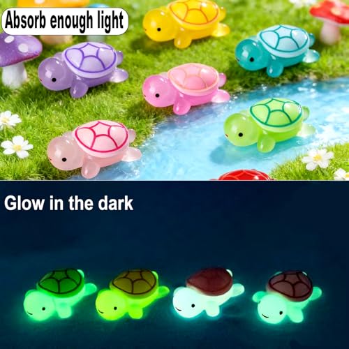 SOFREELIU Mini Resin Animals Turtles, Luminous Mini Animals Figurines Sea Turtle Glow in The Dark Resin Figures Tiny Figures Bulk Small Plastic Miniature Turtles Miniature Things Figurines to Hide - Image 4