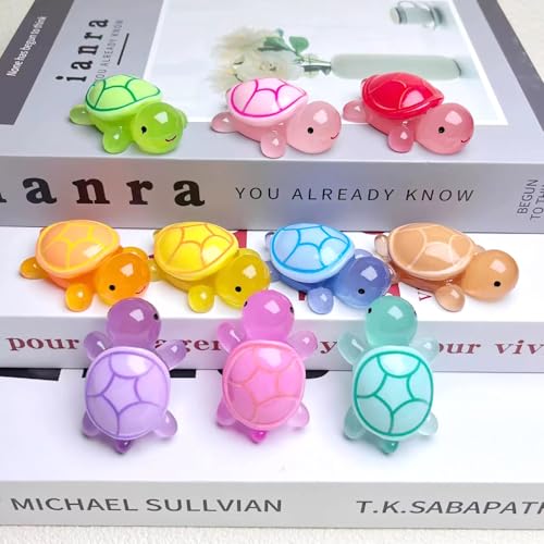 SOFREELIU Mini Resin Animals Turtles, Luminous Mini Animals Figurines Sea Turtle Glow in The Dark Resin Figures Tiny Figures Bulk Small Plastic Miniature Turtles Miniature Things Figurines to Hide - Image 2