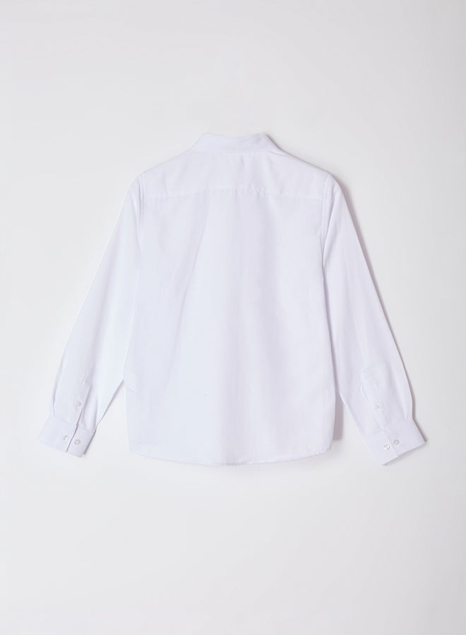 trendyol White Regular Fit Embroidery Detail Oxford Easy Ironable Smart Shirt - Image 4