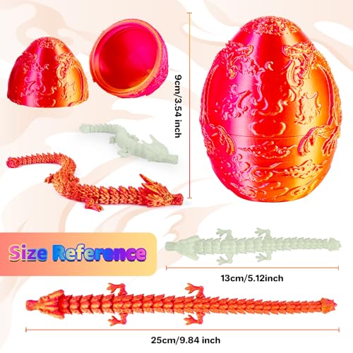 dikale 4 Packs 3D Printed Toy Dragon Eggs with 2 Articulated Dragons Inside Christmas Easter Stocking Stuffers Fantasy Decor Fidget Toys Classroom Prize Supplies Gifts 4 Silk Colorful Set - Image 5