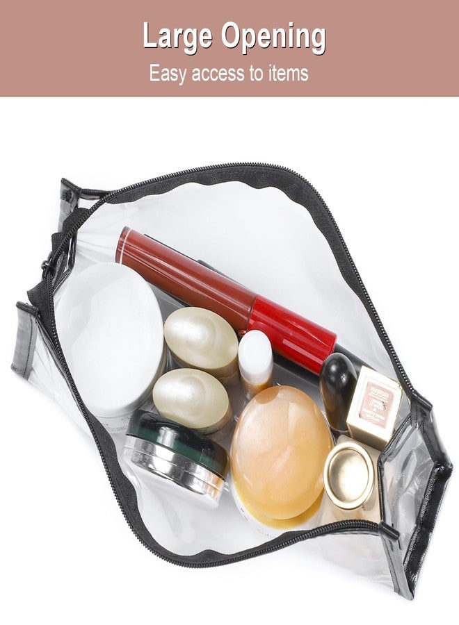 VAIGZO Clear Travel Toiletry Bags, 2 Pack Transparent Makeup Pouches with Zipper, Small Cosmetic Organiser, White - Image 4