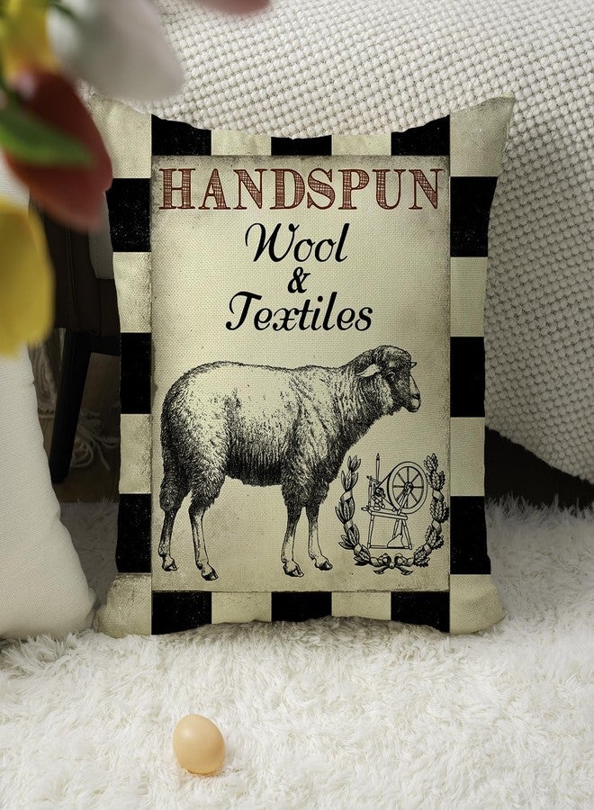 Faromily Vintage Farmhouse Animal Pillow Covers Black Buffalo Plaids Country Animal Farm Rooster Pig Cow Cotton Linen Throw Pillow Case Cushion Cover 18" X 18" Set of 4 Farmhouse Decorations (Black) - Image 3