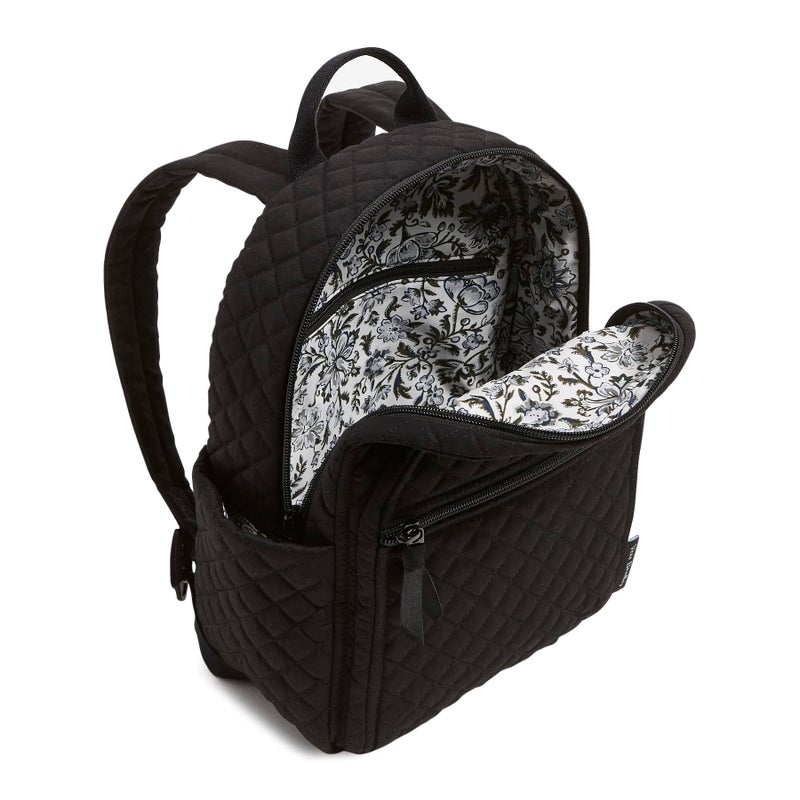 Vera Bradley Women's Cotton Small Backpack, Black - Recycled Cotton, One Size - Image 3