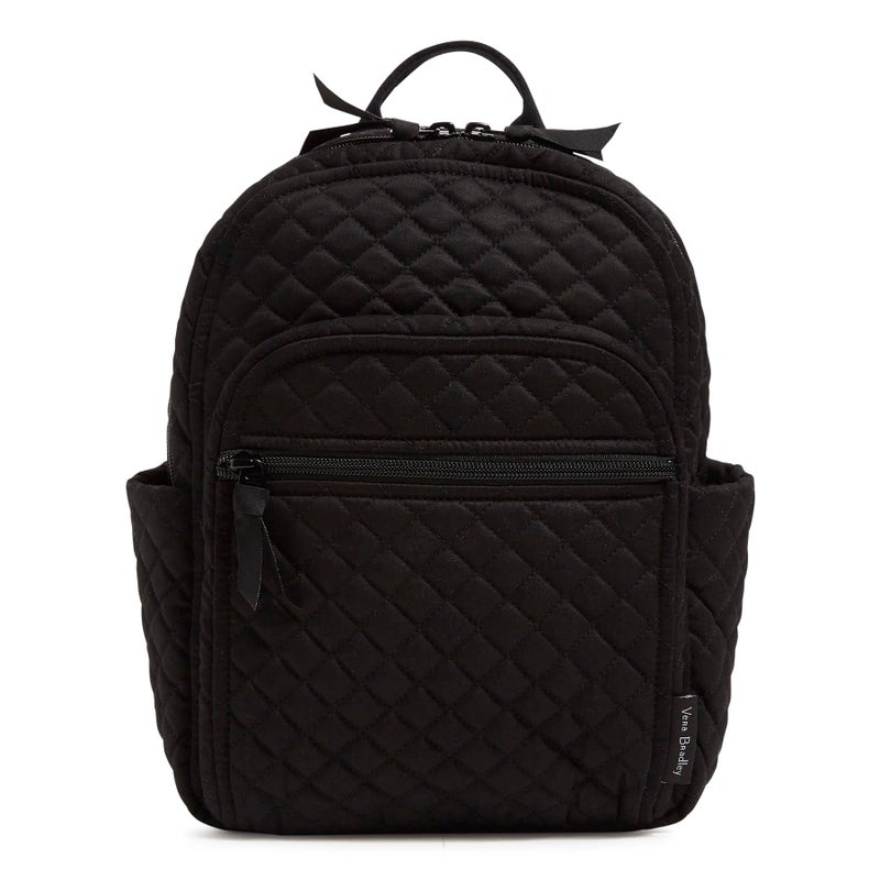 Vera Bradley Women's Cotton Small Backpack, Black - Recycled Cotton, One Size - Image 1