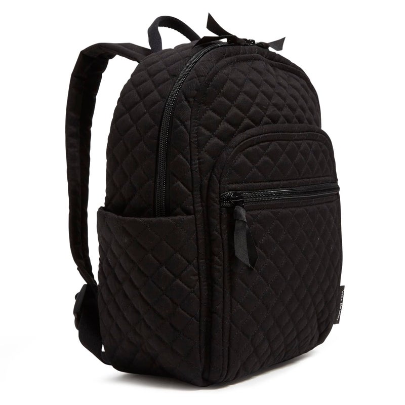 Vera Bradley Women's Cotton Small Backpack, Black - Recycled Cotton, One Size - Image 2
