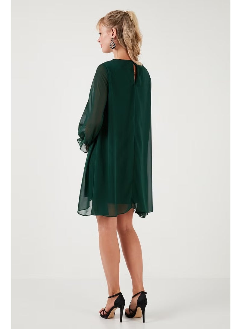 Lela Crew Neck Long Sleeve Chiffon Dress Women's Dress 611EL303 - Image 4