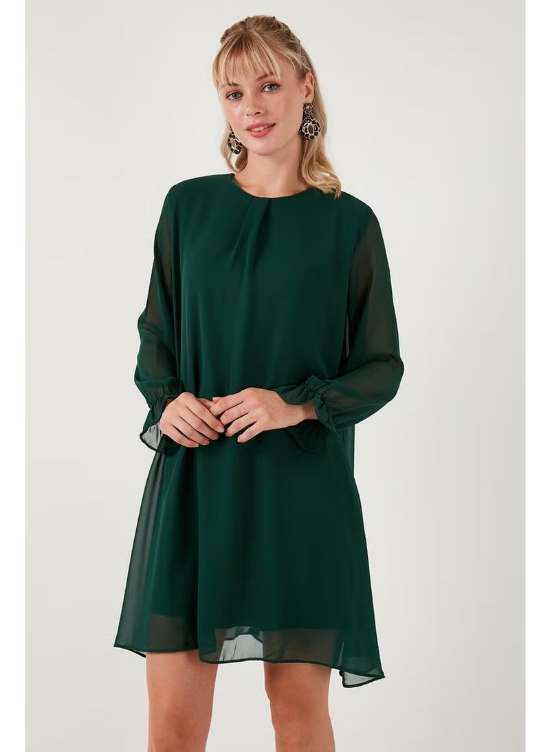 Lela Crew Neck Long Sleeve Chiffon Dress Women's Dress 611EL303 - Image 2