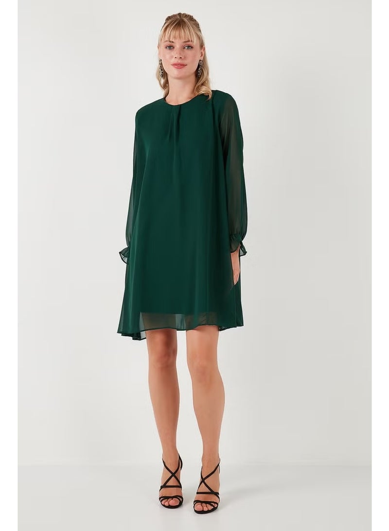 Lela Crew Neck Long Sleeve Chiffon Dress Women's Dress 611EL303 - Image 3