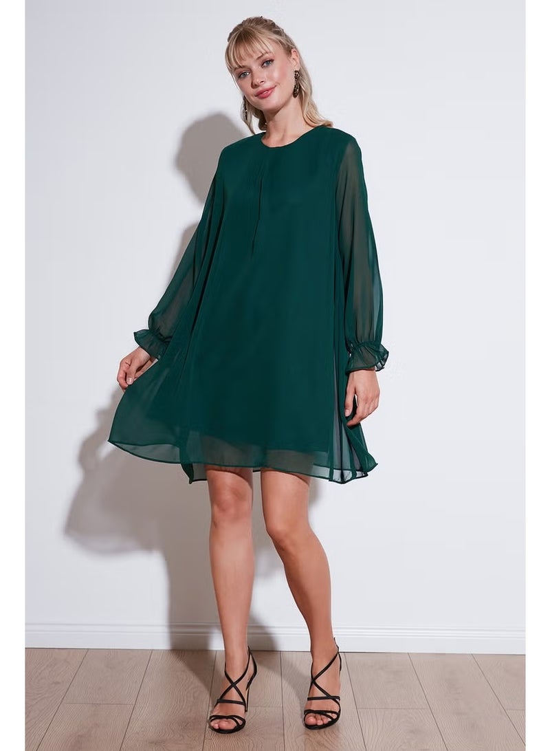 Lela Crew Neck Long Sleeve Chiffon Dress Women's Dress 611EL303 - Image 1