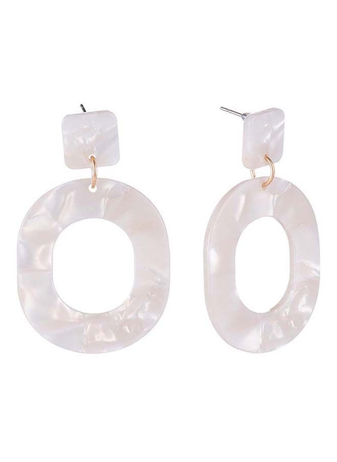 NIBEMINENT Marble Design Dangle Earrings Beige/White 