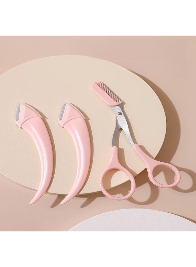 يوكانبي طقم العناية بالحواجب مكون من قطعتين – شفرات منحنية آمنة ودقيقة مع مقص متناسق، مثالي للمبتدئين. - Image 2