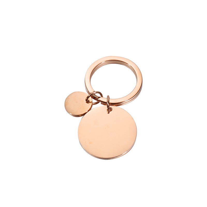 Foreign trade hot-selling all-match pendant stainless steel disc key chain diy glossy laser logo jewelry pendant Rose Gold (MP632) 