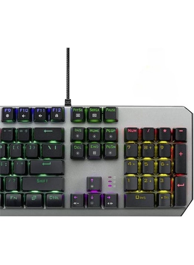 لوحة مفاتيح ألعاب ميكانيكية، زرقاء، تخطيط عربي وإنجليزي، متعدد الألوان، اتصال USB - Image 2