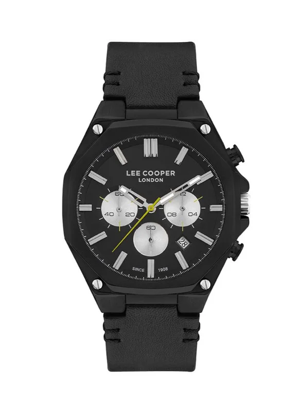 لي كوبر LEE COOPER LC07318.651 Men's Multi Function Display Watch & Leather Strap Black