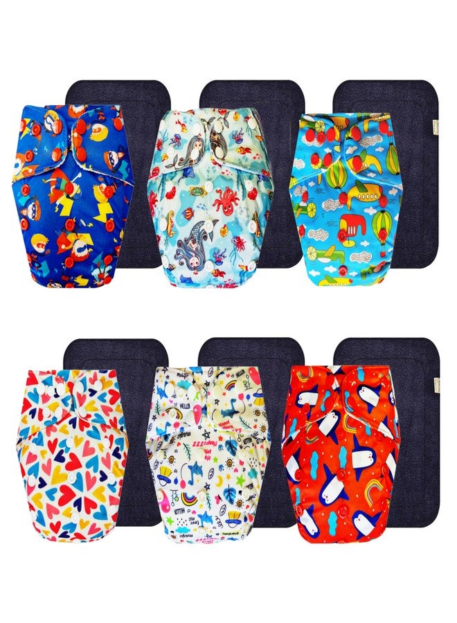 حفاضات قماشية فاخرة من دمبلدو مع حشوة سوداء (عبوة من 6 قطع) | ملائمة تمامًا | وسادة ماصة من 6 طبقات | مناسبة للسفر | مثالية للأطفال الصغار | من 3 أشهر إلى 3 سنوات | للجنسين - Image 1