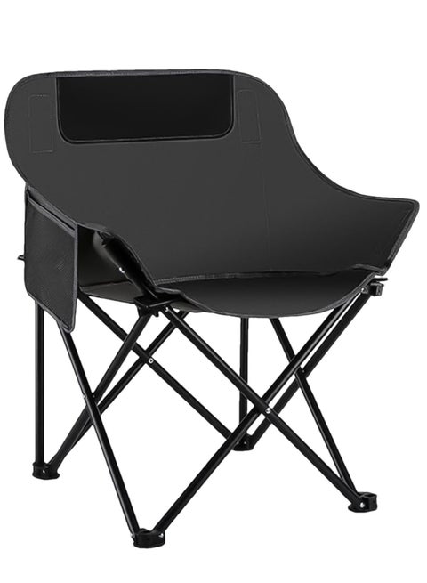 كرسي ساونا محمول قابل للطي - مقعد مبطن كبير جدًا، إطار معدني شديد التحمل، حقيبة حمل وجيوب جانبية - مثالي للساونا البخارية المنزلية، والتخييم، والحفلات الخلفية، والشاطئ والرياضة - يدعم 300 رطل